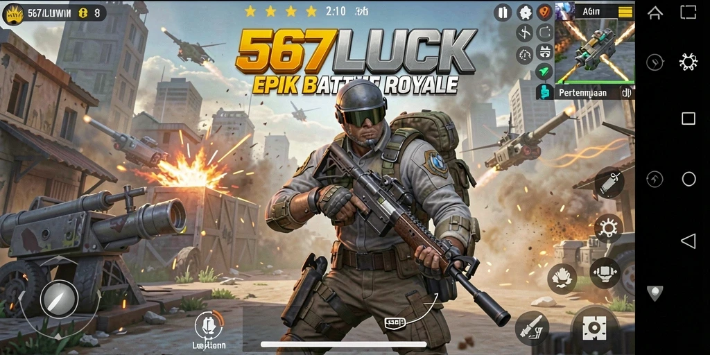 Gameplay menegangkan dari 567LUCK dalam pertempuran Battle Royale.