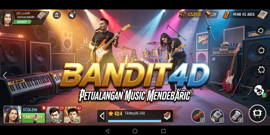 Tampilan gameplay BANDIT4D dengan musik yang energik.