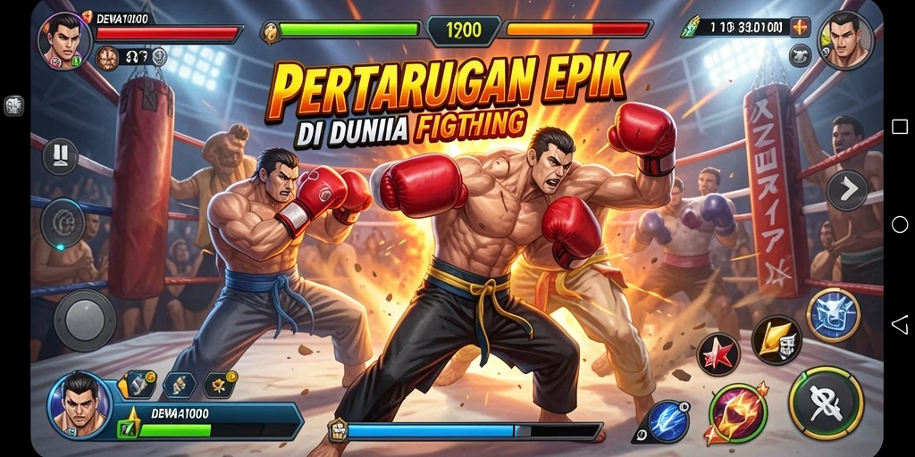 Screenshot gameplay DEWA1000 menampilkan aksi pertarungan yang mendebarkan.
