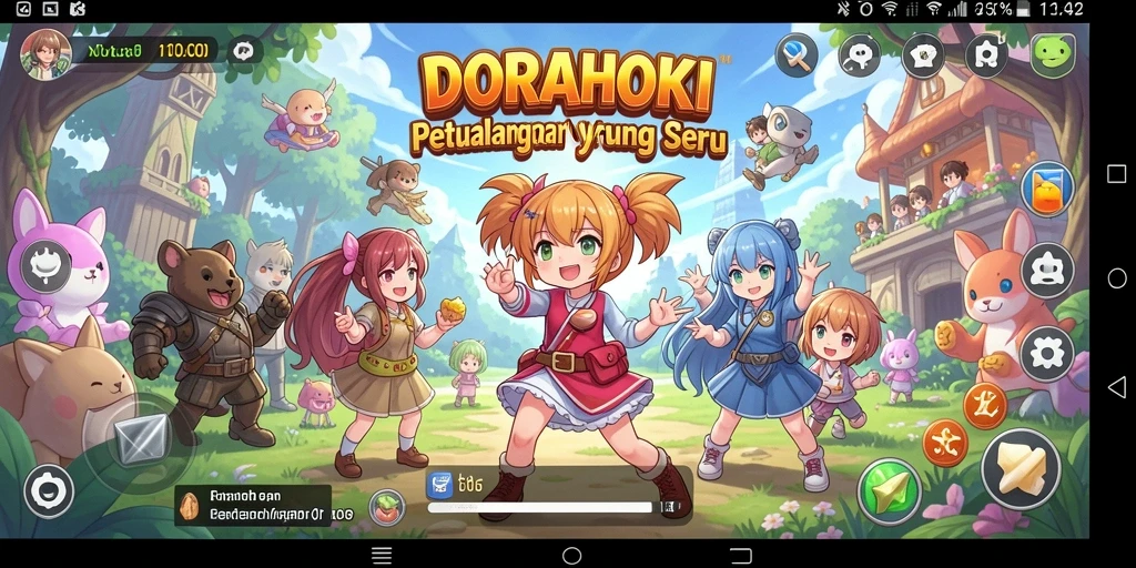 Tangkapan layar DORAHOKI menampilkan aksi seru dalam dunia Anime.