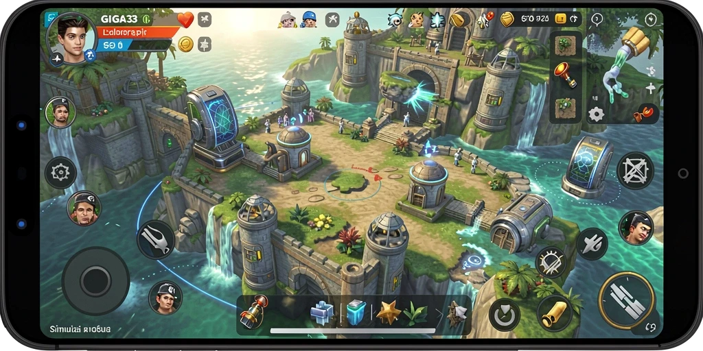Screenshot utama GIGA33 menampilkan aksi seru dalam gameplay simulasi.