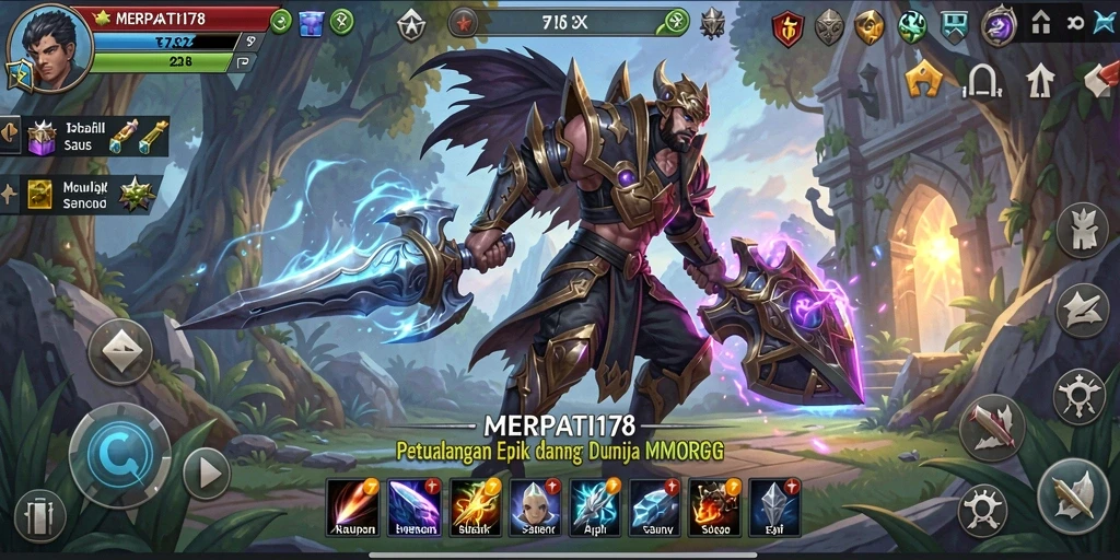 Screenshot gameplay <strong>MERPATI178</strong> menampilkan pertempuran epik dan eksplorasi dunia fantasi.