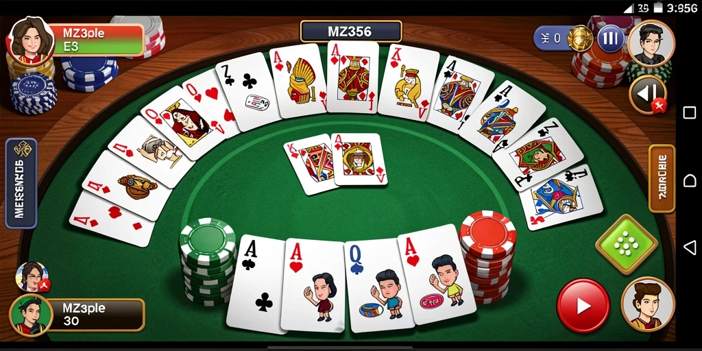 Screenshot utama MZ356 menampilkan gameplay seru Gaple.