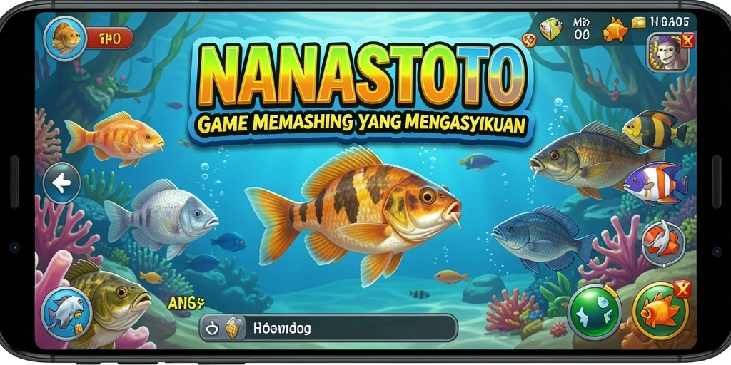 Screenshot gameplay NANASTOTO menampilkan aksi memancing yang seru dan menarik.