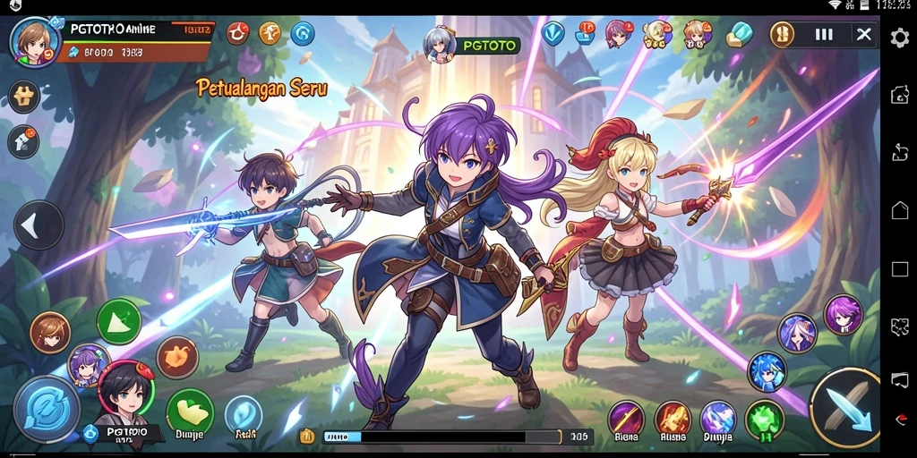 Tangkapan layar gameplay <strong>PGTOTO</strong> yang menunjukkan aksi seru para karakter anime.
