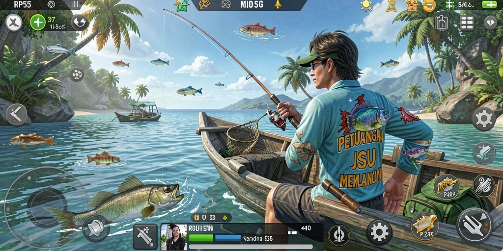 Tangkapan ikan yang realistis dalam gameplay RP55.