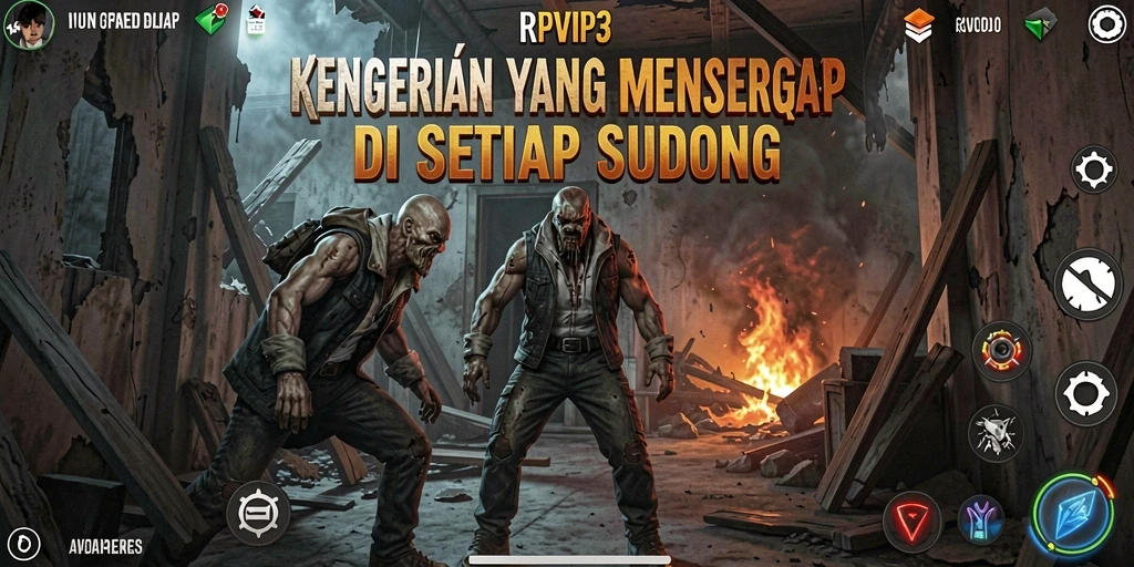 Tangkapan layar utama dari gameplay RPVIP3 yang menampilkan nuansa horor yang mendalam.