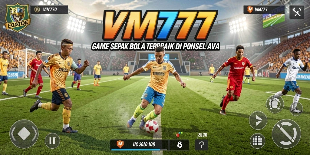 Tampilan gameplay VM777 yang menampilkan aksi sepak bola seru.