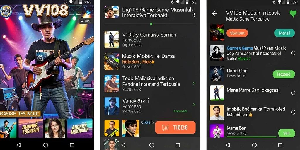 Tampilan gameplay menawan dari VW108 dengan berbagai pilihan lagu musikal.
